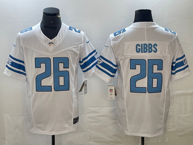 Men's Detroit Lions Jahmyr Gibbs #26 White Jersey
